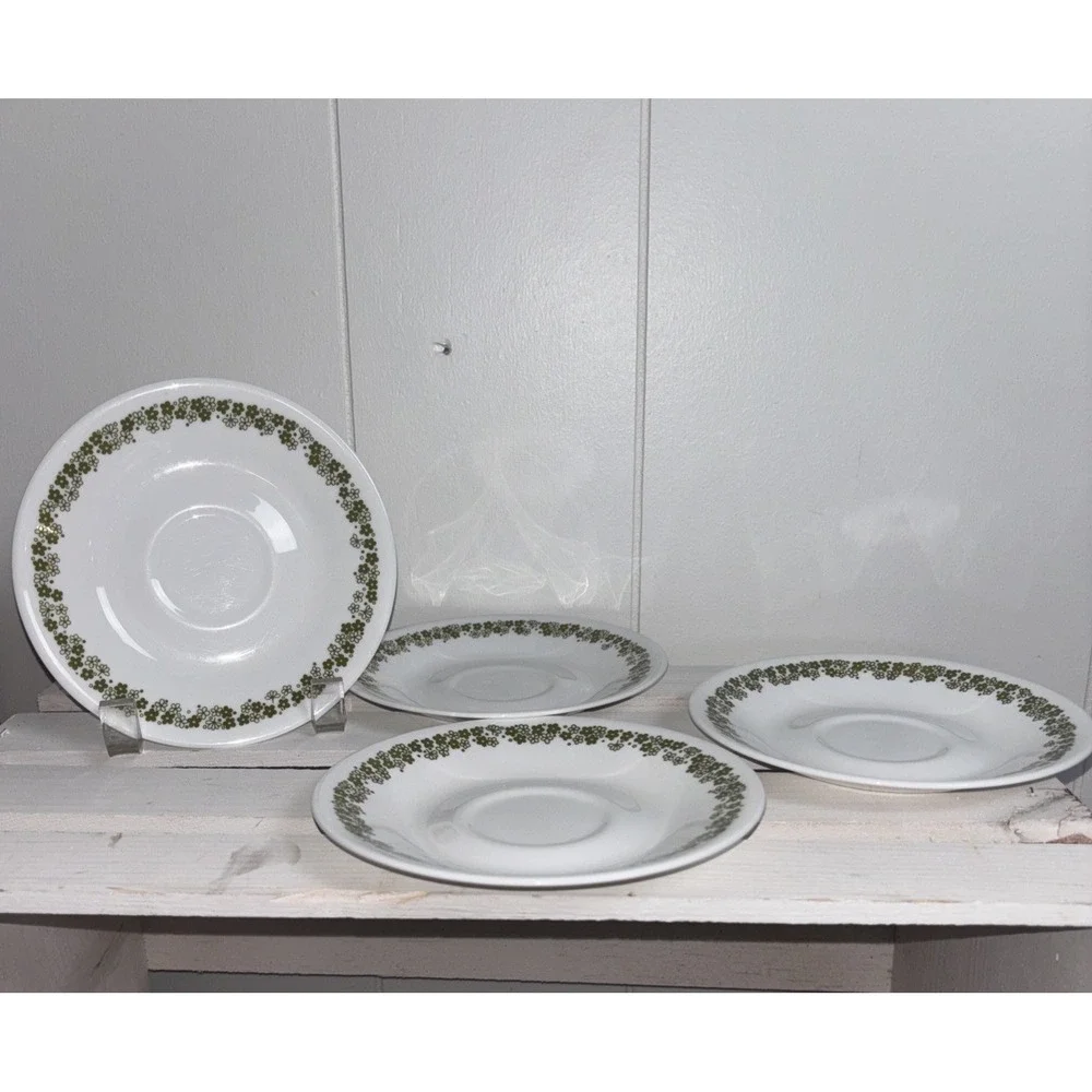 Vintage Corelle By Corning Set Of 4 Spring Blossom Crazy Daisy Saucer Plates 6"